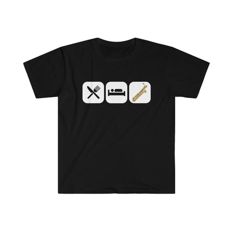 Eat, Sleep, Play - Bari Sax - Unisex Softstyle T-Shirt
