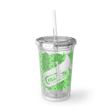 Vintage Green Glitter Dots - Tuba - Suave Acrylic Cup