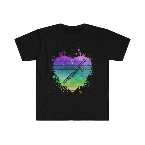 Vintage Rainbow Cloud Heart - Bassoon - Unisex Softstyle T-Shirt