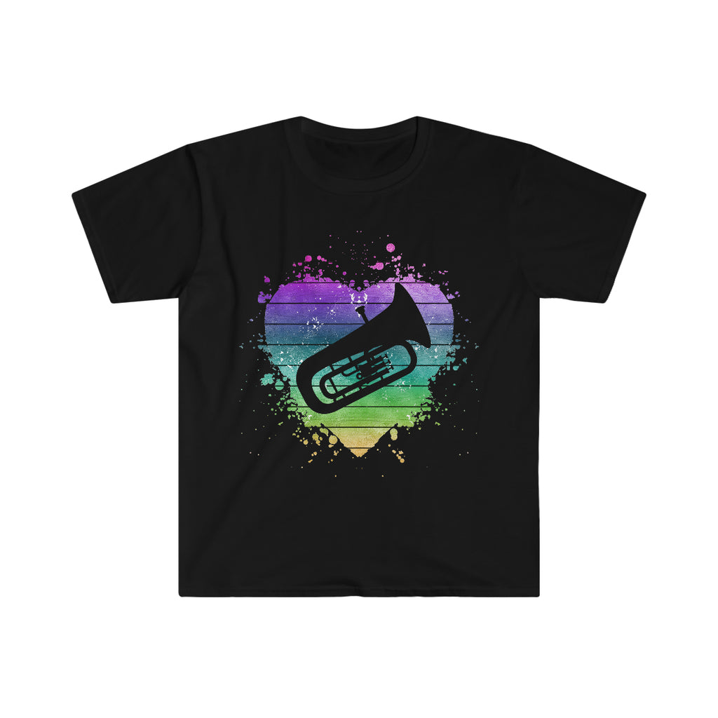 Vintage Rainbow Cloud Heart - Tuba - Unisex Softstyle T-Shirt