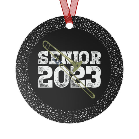 Senior 2023 - White Lettering - Trombone - Metal Ornament