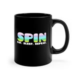 SPIN. Eat. Sleep. Repeat - Rainbow 3 - Color Guard - 11oz Black Mug