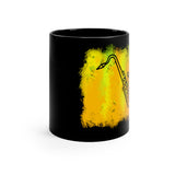 Vintage Yellow Cloud - Tenor Sax - 11 oz Black Mug