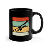 Vintage Grunge Lines - Trumpet - 11oz Black Mug