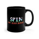 SPIN. Eat. Sleep. Repeat - Rainbow 4 - Color Guard - 11oz Black Mug