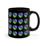 Vintage Rainbow Cloud Heart - Alto Sax - 11oz Black Mug - Pattern