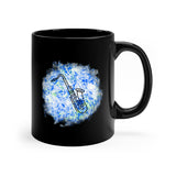 Vintage Blue White Tie Dye - Tenor Sax - 11oz Black Mug