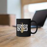 Senior 2023 - White Lettering - Tenor Sax - 11oz Black Mug