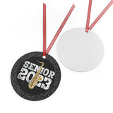 Senior 2023 - White Lettering - Tenor Sax - Metal Ornament