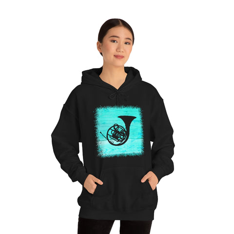 Vintage Turquoise Wood - French Horn - Hoodie