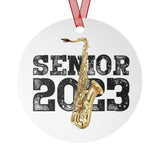 Senior 2023 - Black Lettering - Tenor Sax - Metal Ornament