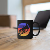 Vintage Grunge Circle Sunset - Tuba - 11 oz Black Mug