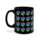 Vintage Rainbow Cloud Heart - Drumsticks - 11oz Black Mug - Pattern