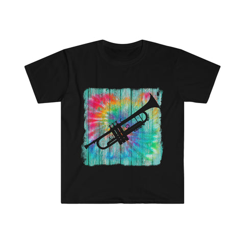Vintage Wood Tie Dye Lines - Trumpet - Unisex Softstyle T-Shirt