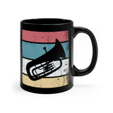 Vintage Grunge Lines 2 - Tuba - 11oz Black Mug