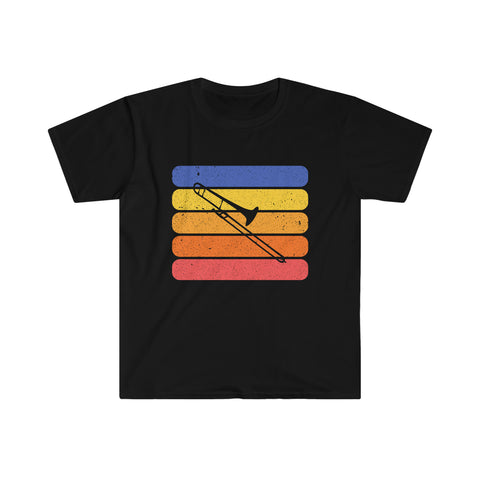 Vintage Grunge Lines Sunset - Trombone - Unisex Softstyle T-Shirt
