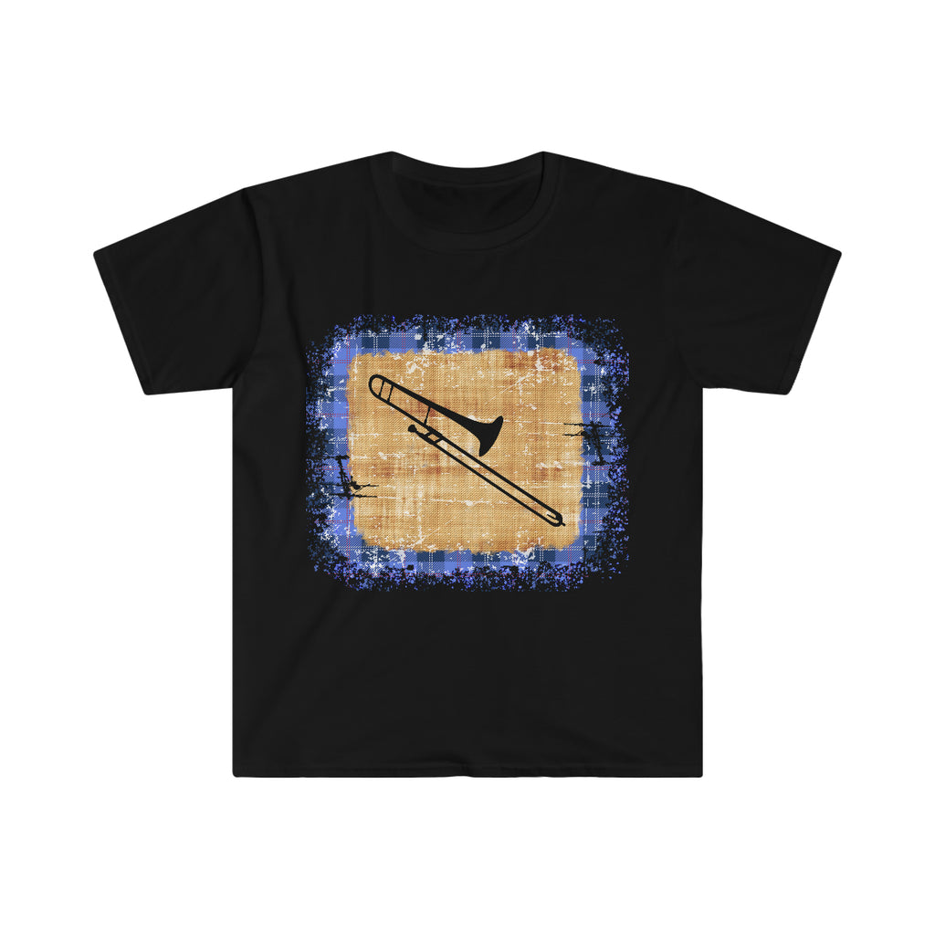 Vintage Blue Burlap - Trombone - Unisex Softstyle T-Shirt