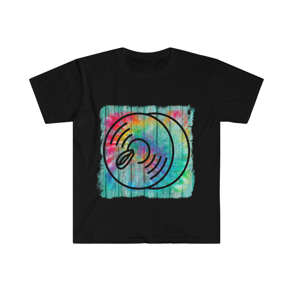 Vintage Wood Tie Dye Lines - Cymbals - Unisex Softstyle T-Shirt