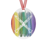 Vintage Rainbow Paint - Clarinet - Metal Ornament