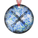 Vintage Blue White Tie Dye - Clarinet - Metal Ornament