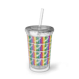 Vintage Rainbow Paint - Trumpet - Suave Acrylic Cup - Pattern