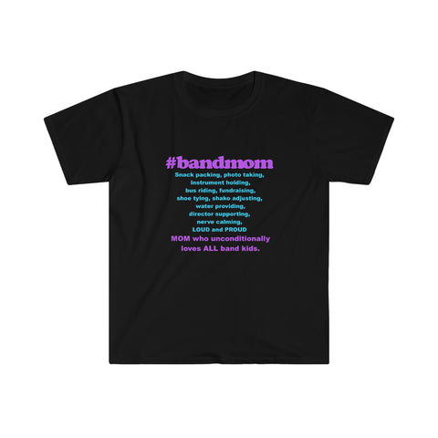 Band Mom - Hashtag - Teal, Magenta - Unisex Softstyle T-Shirt
