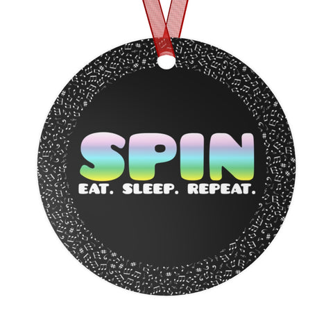 SPIN. Eat. Sleep. Repeat - Rainbow 3 - Color Guard - Metal Ornament