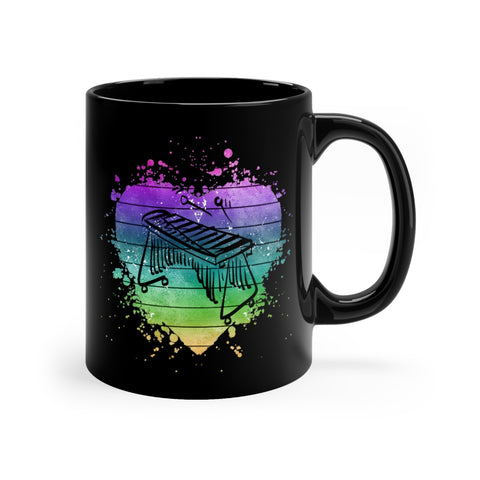 Vintage Rainbow Cloud Heart - Marimba - 11oz Black Mug