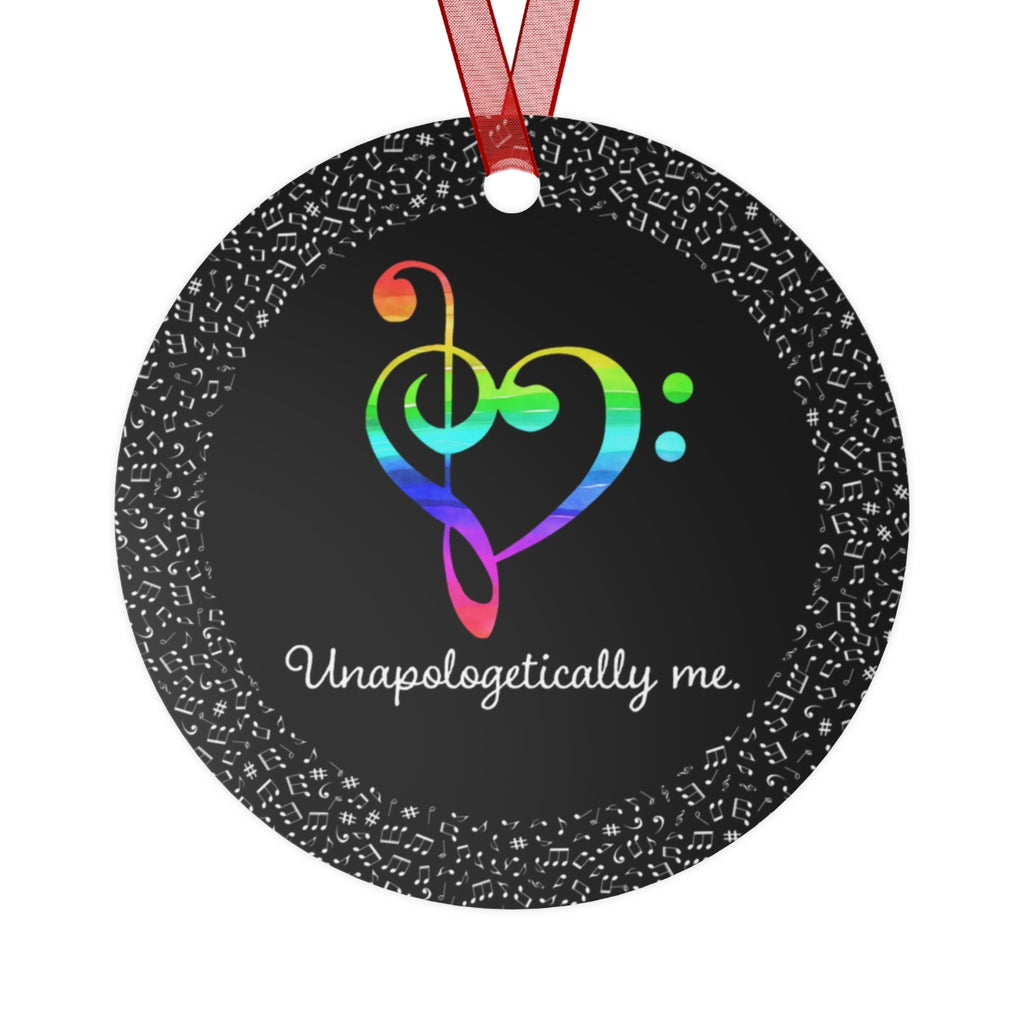 Unapologetically Me - Rainbow - Music Clefs - Metal Ornament