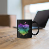Vintage Rainbow Cloud Heart - Alto Sax - 11oz Black Mug