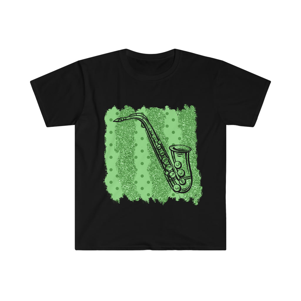 Vintage Green Glitter Dots - Alto Sax - Unisex Softstyle T-Shirt