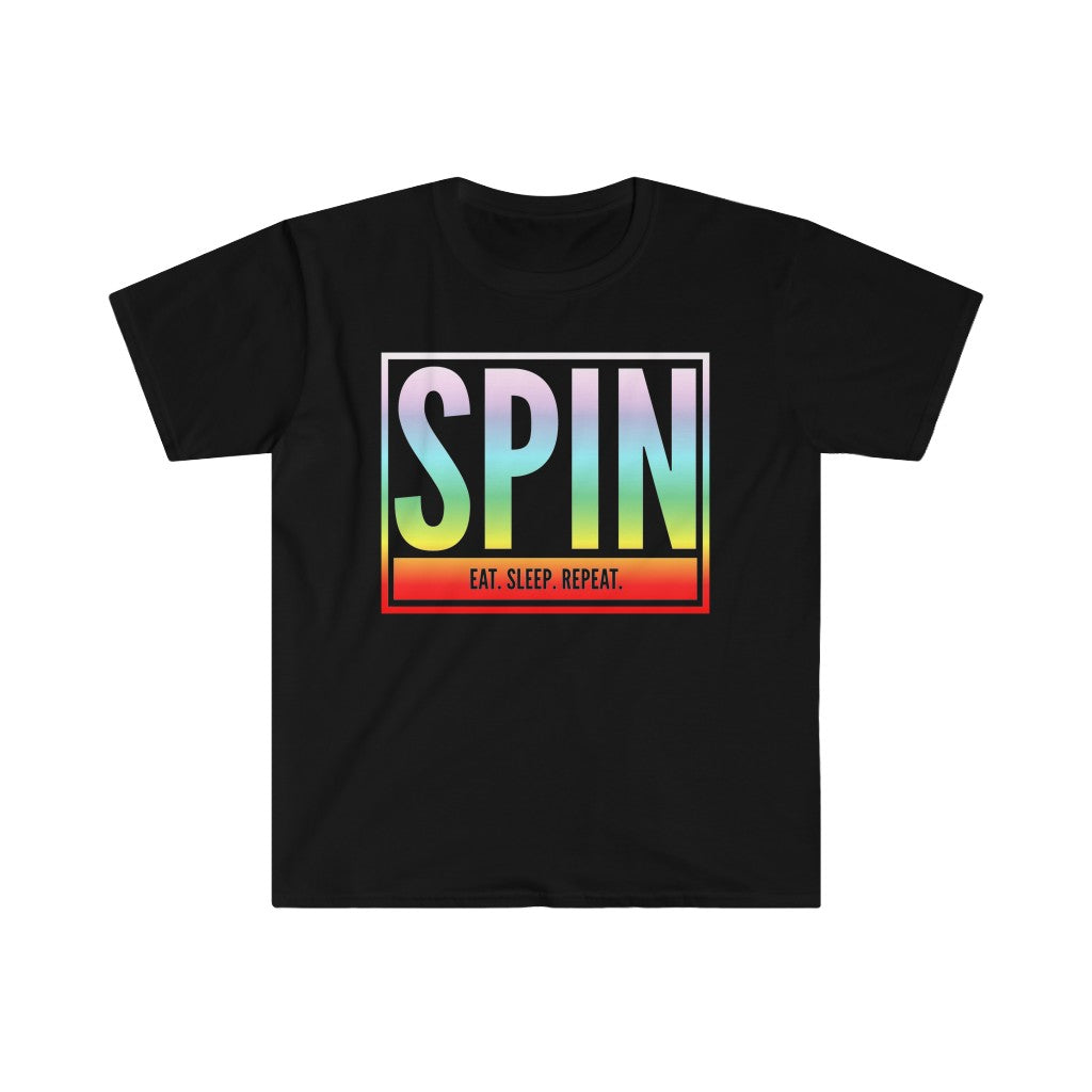 SPIN. Eat. Sleep. Repeat - Rainbow - Color Guard - Unisex Softstyle T-Shirt
