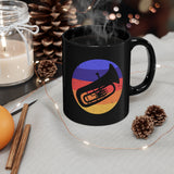 Vintage Grunge Circle Sunset - Tuba - 11 oz Black Mug