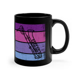 Vintage Grunge Purple Lines - Bari Sax - 11 oz Black Mug