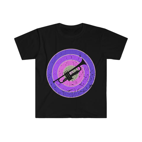 Vintage Grunge Purple Circle - Trumpet - Unisex Softstyle T-Shirt