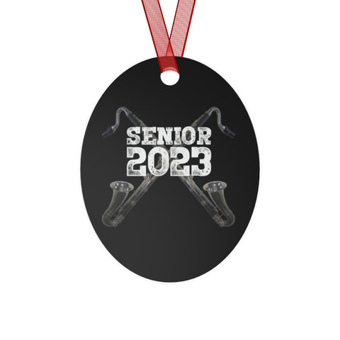Senior 2023 - White Lettering - Bass Clarinet - Metal Ornament