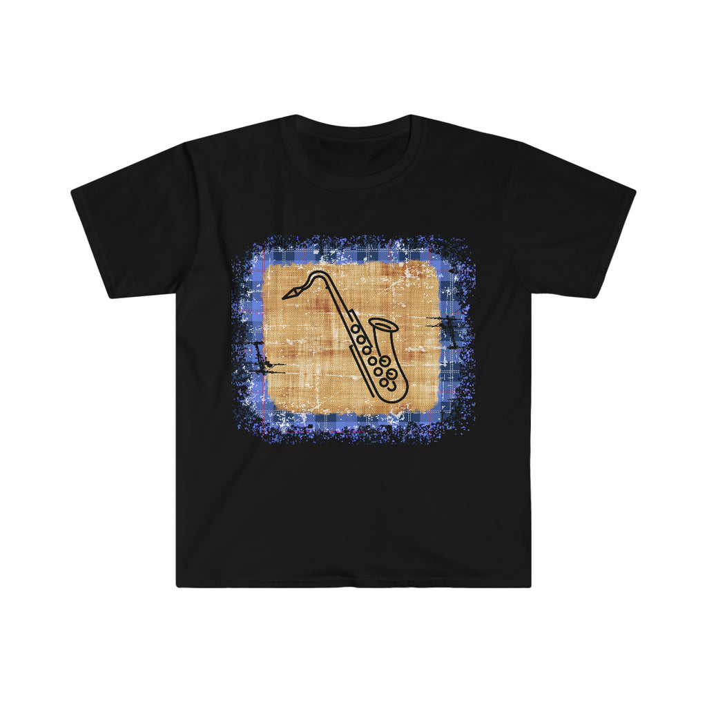 Vintage Blue Burlap - Tenor Sax - Unisex Softstyle T-Shirt