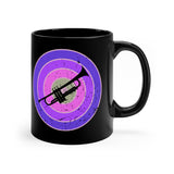 Vintage Grunge Purple Circle - Trumpet - 11oz Black Mug