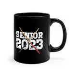Senior 2023 - White Lettering - Drumsticks - 11oz Black Mug