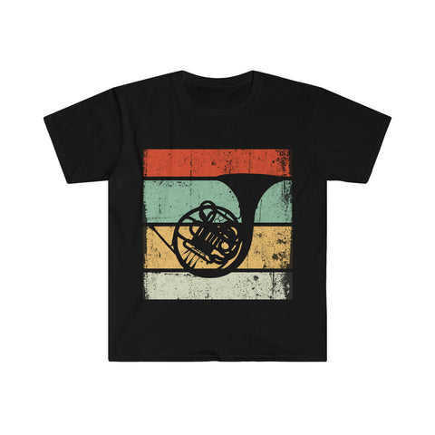 Vintage Grunge Lines - French Horn - Unisex Softstyle T-Shirt
