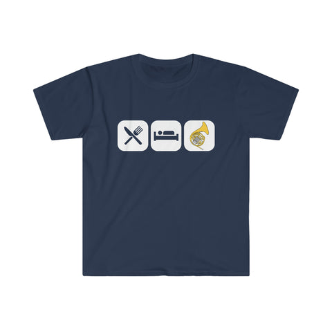 Eat, Sleep, Play - French Horn - Unisex Softstyle T-Shirt