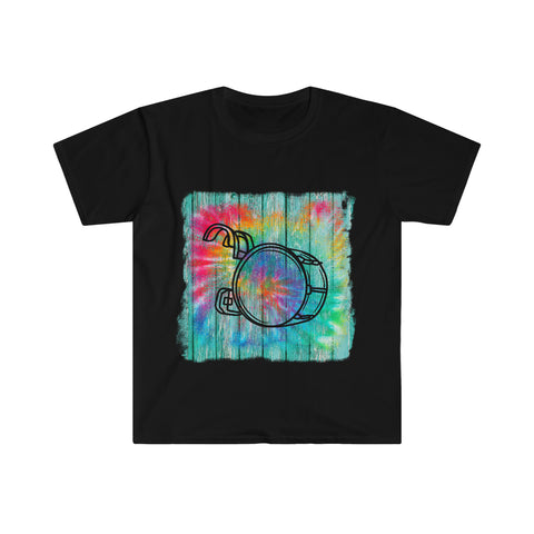 Vintage Wood Tie Dye Lines - Bass Drum - Unisex Softstyle T-Shirt