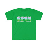 SPIN. Eat. Sleep. Repeat - Rainbow 3 - Color Guard - Unisex Softstyle T-Shirt