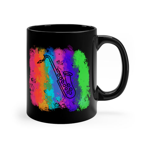 Vintage Rainbow Cloud - Tenor Sax - 11oz Black Mug
