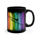 Vintage Rainbow Paint - Trombone - 11oz Black Mug