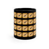 Vintage Yellow Burlap - Trumpet - 11oz Black Mug - Pattern