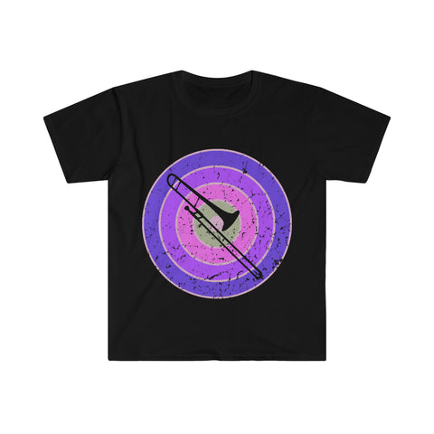 Vintage Grunge Purple Circle - Trombone - Unisex Softstyle T-Shirt