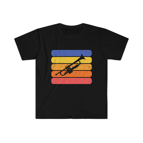 Vintage Grunge Lines Sunset - Trumpet - Unisex Softstyle T-Shirt