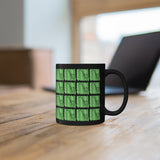 Vintage Green Glitter Dots - Alto Sax - 11oz Black Mug - Pattern