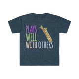 Plays Well With Others - Bari Sax - Unisex Softstyle T-Shirt
